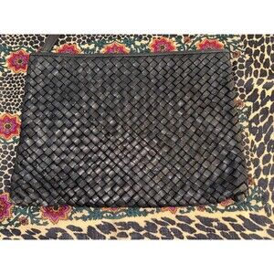 Massimo Palomba Hand Made Italian Black Woven Leather Clutch